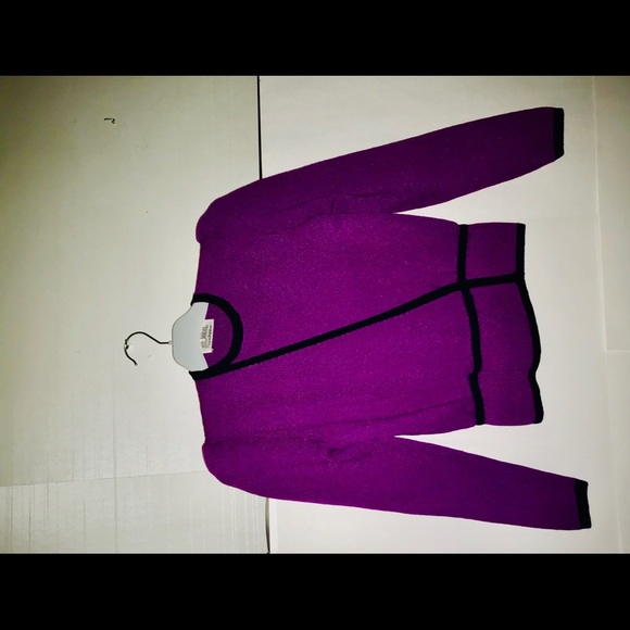 St John Knit Top Magenta Black Saks Fifth Avenue - Picture 2 of 16